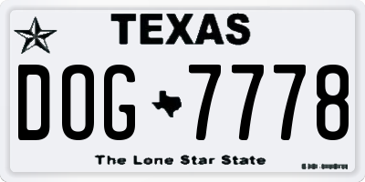 TX license plate DOG7778