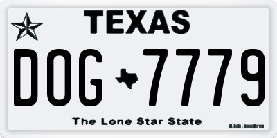TX license plate DOG7779