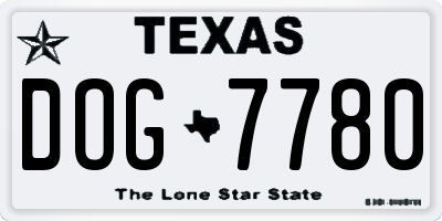 TX license plate DOG7780