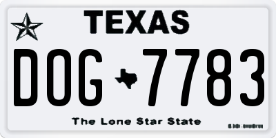 TX license plate DOG7783