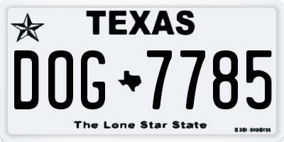 TX license plate DOG7785