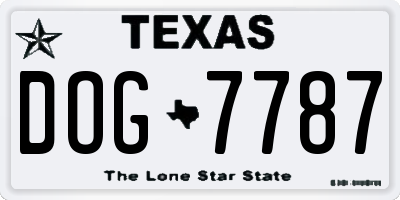TX license plate DOG7787