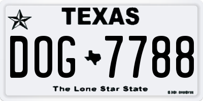 TX license plate DOG7788