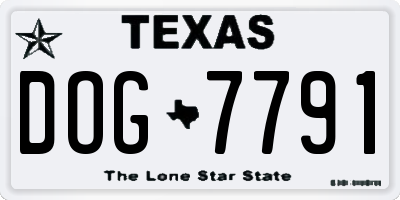 TX license plate DOG7791