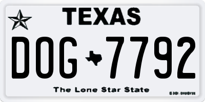 TX license plate DOG7792