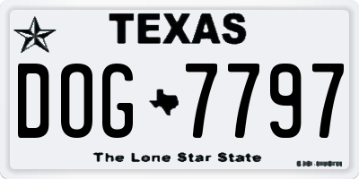 TX license plate DOG7797