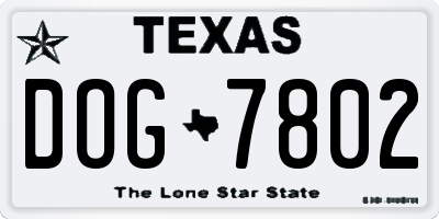 TX license plate DOG7802