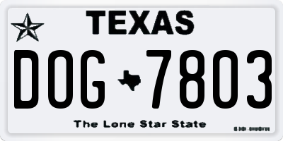 TX license plate DOG7803