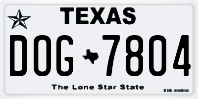 TX license plate DOG7804