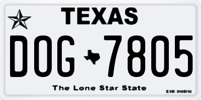 TX license plate DOG7805