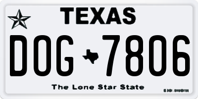 TX license plate DOG7806