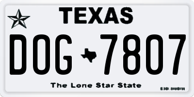 TX license plate DOG7807
