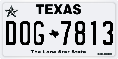 TX license plate DOG7813