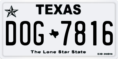 TX license plate DOG7816