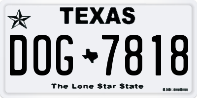 TX license plate DOG7818