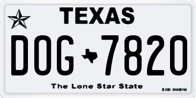 TX license plate DOG7820