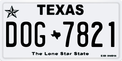 TX license plate DOG7821