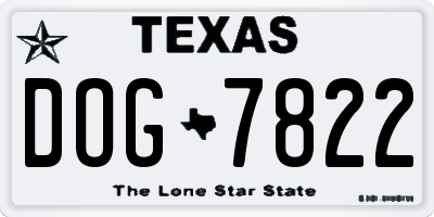 TX license plate DOG7822