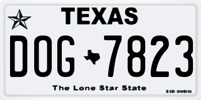 TX license plate DOG7823