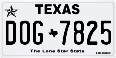 TX license plate DOG7825