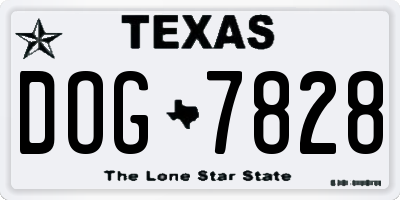 TX license plate DOG7828