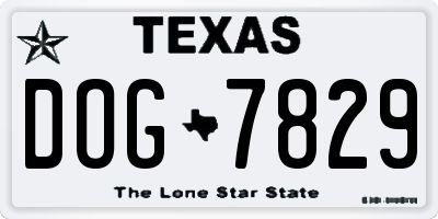 TX license plate DOG7829