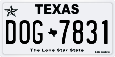 TX license plate DOG7831