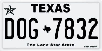 TX license plate DOG7832