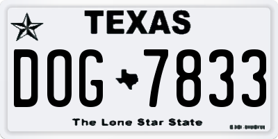 TX license plate DOG7833