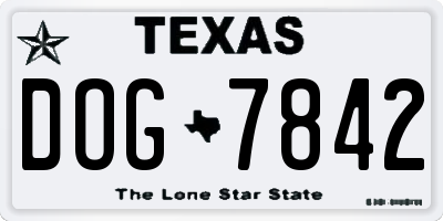 TX license plate DOG7842