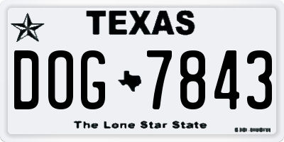 TX license plate DOG7843