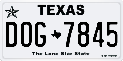 TX license plate DOG7845