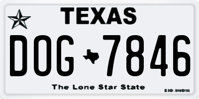 TX license plate DOG7846
