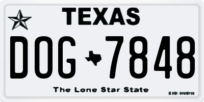 TX license plate DOG7848