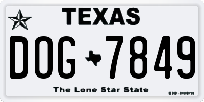 TX license plate DOG7849
