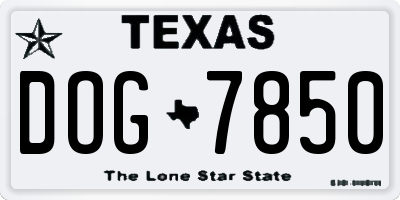 TX license plate DOG7850