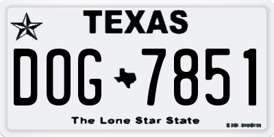TX license plate DOG7851