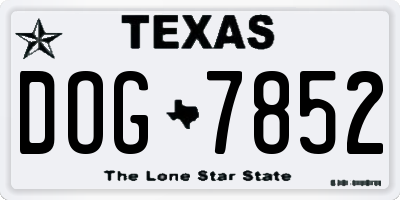 TX license plate DOG7852