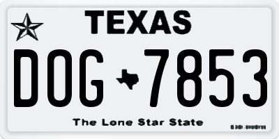 TX license plate DOG7853