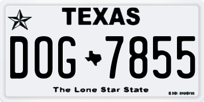 TX license plate DOG7855