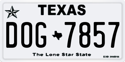 TX license plate DOG7857