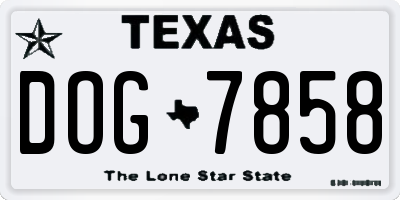 TX license plate DOG7858