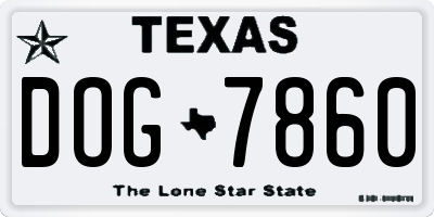 TX license plate DOG7860