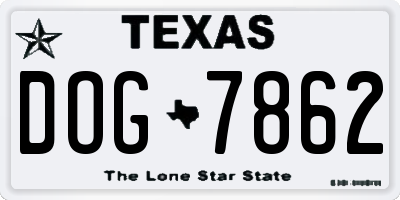 TX license plate DOG7862