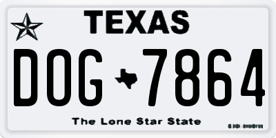 TX license plate DOG7864