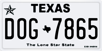 TX license plate DOG7865