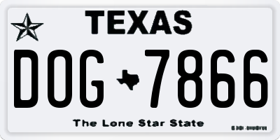 TX license plate DOG7866