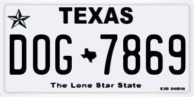 TX license plate DOG7869
