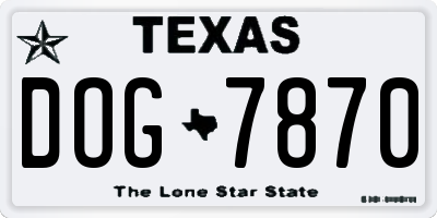 TX license plate DOG7870