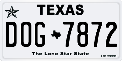 TX license plate DOG7872